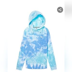 PINK by Victoria Secret Blue Tie Dye Hoodie Sweatshirt